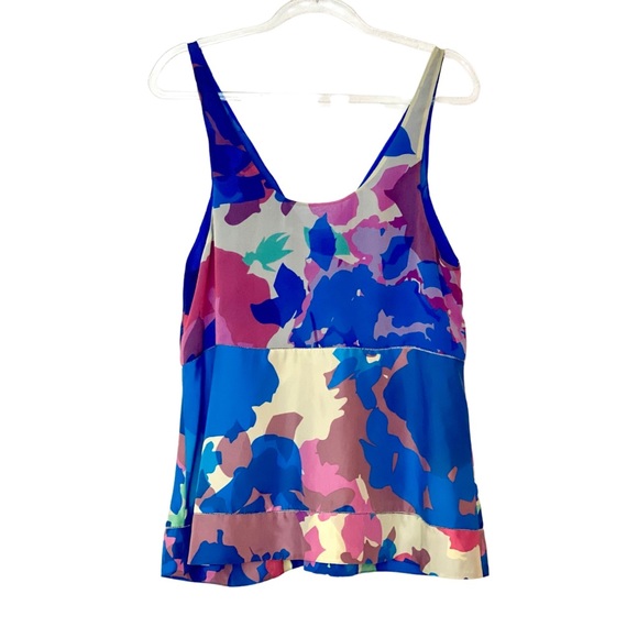 Diane Von Furstenberg Floral Silk Blouse Size 12 - Picture 2 of 6